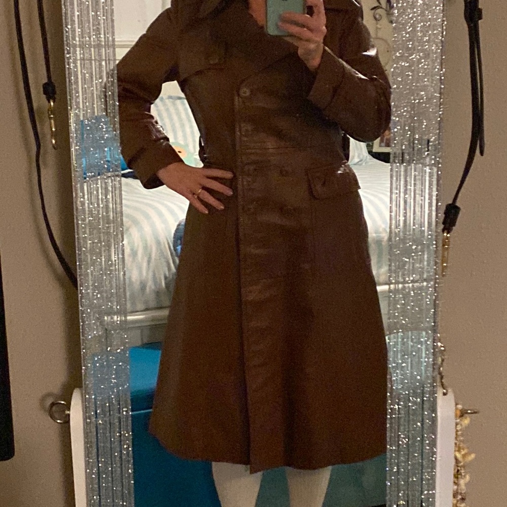 👅💄100% Leather B. Altman Late ‘60s Vintage Long Leather Coat 🧥